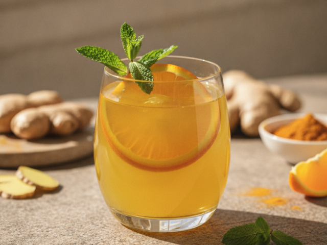 Elixir Energizante de Cúrcuma e Gengibre com Notas Cítricas